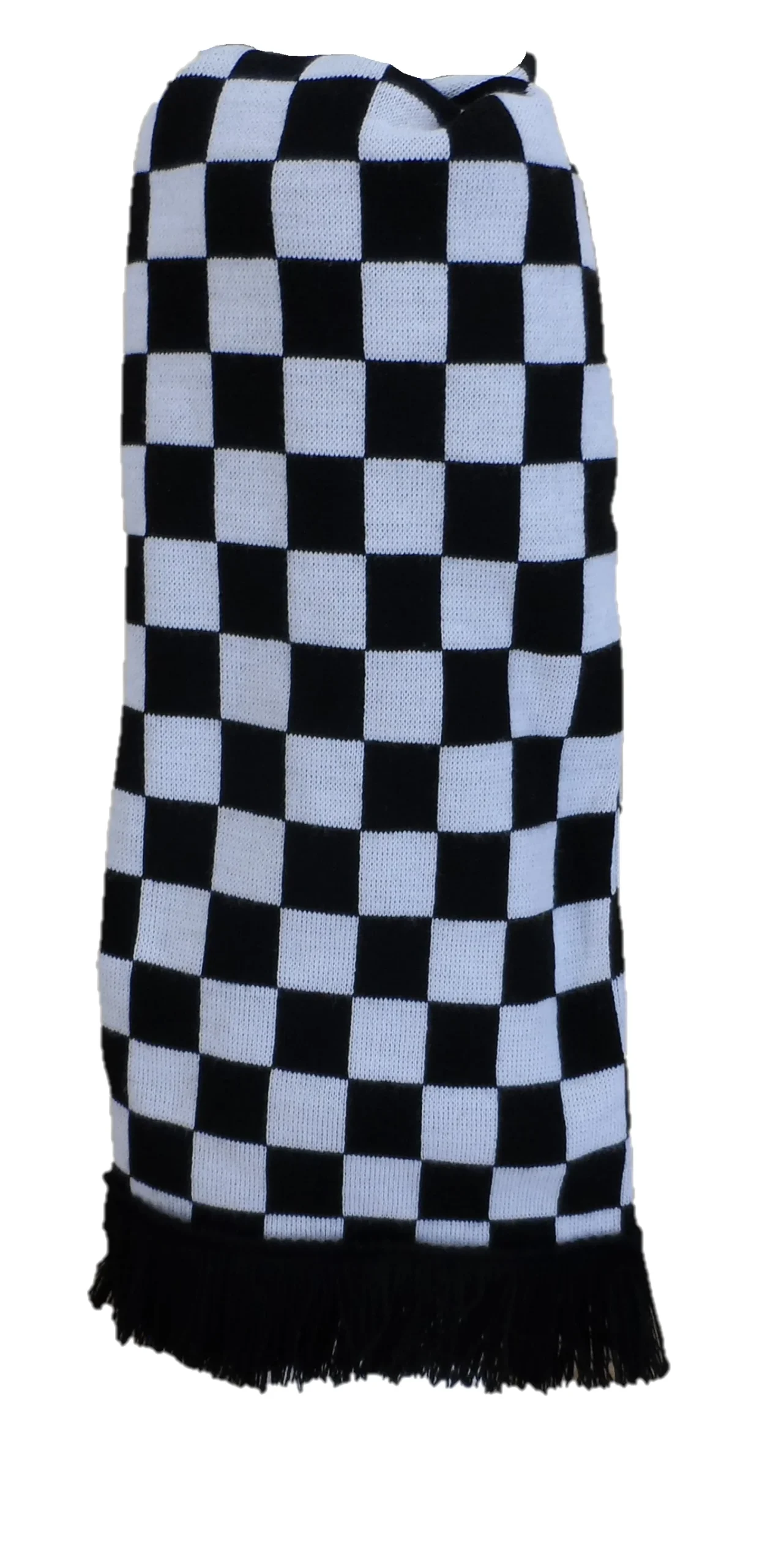 Mazeys Mens Classic Retro Mod Knitted Checkerboard Tassled Scarf - immagine 3