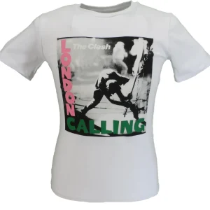 Ladies White Official The Clash London Calling T Shirt