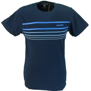 Lambretta Navy Striped 100% Cotton Retro T-Shirt