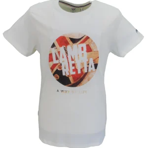 Lambretta Mens Off White Retro Guitar T Shirt