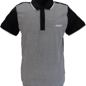 Lambretta Black & White Retro Gingham Tipped Polo Shirts