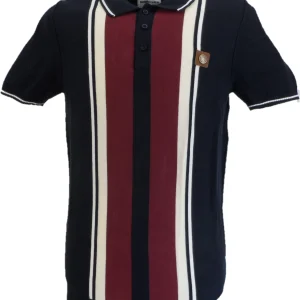 Lambretta Mens Navy Blue Greco Knitted Polo Shirt