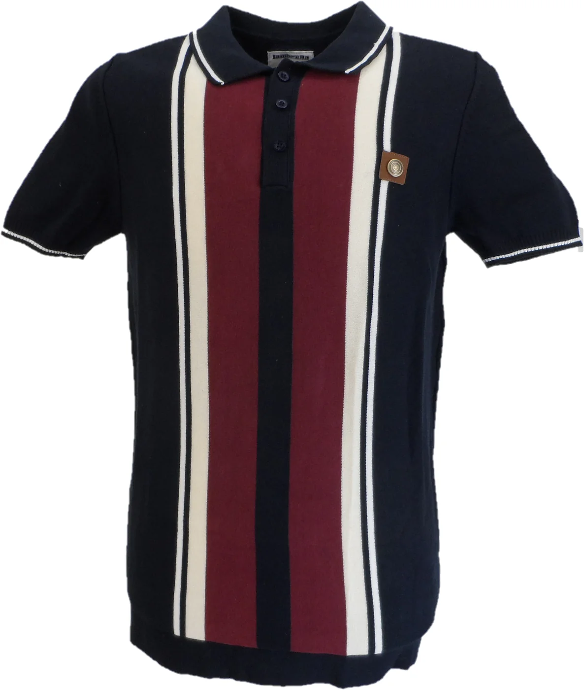 Lambretta Mens Navy Blue Greco Knitted Polo Shirt - immagine 2