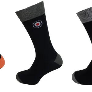 Lambretta Mens 5 Pair Pack of Navy Contrast Target Socks