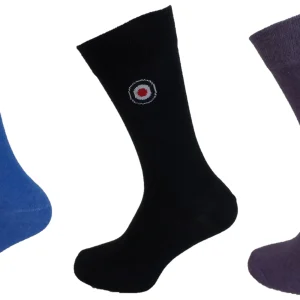 Lambretta Mens 5 Pair Pack of Grey/Navy/Khaki/Blue/Wine Retro Socks