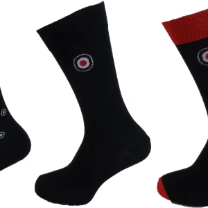 Lambretta Mens 3 Pair Pack of Navy/Red/White Retro Socks