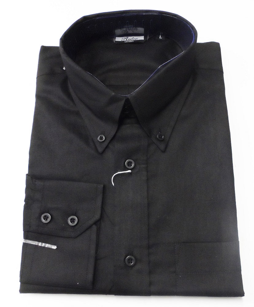 Relco Black Oxford Cotton Long Sleeved Retro Mod Button Down Shirts - immagine 4