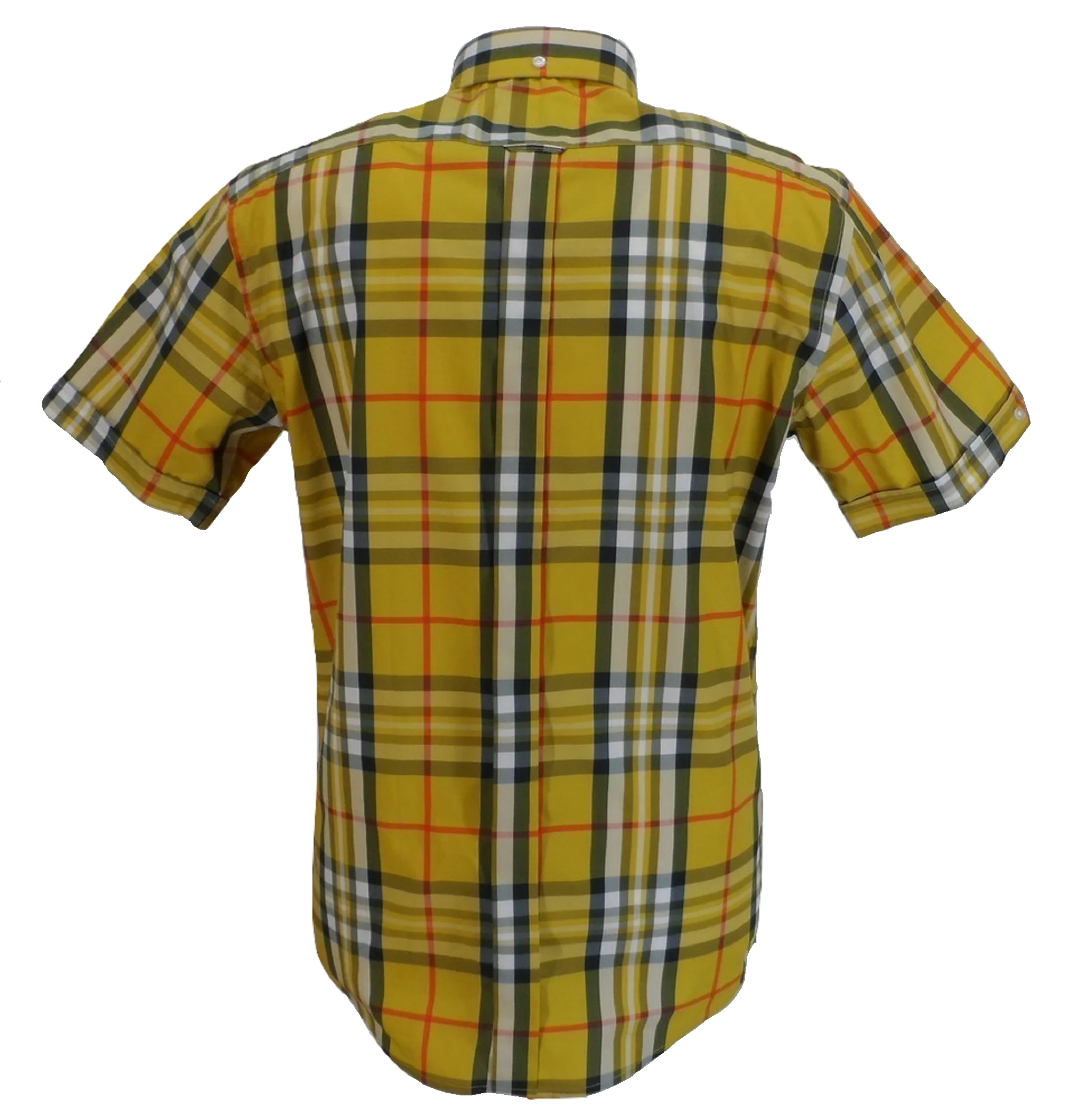 Mazeys Mens Mustard Checked 100% Cotton Short Sleeved Shirts - immagine 4