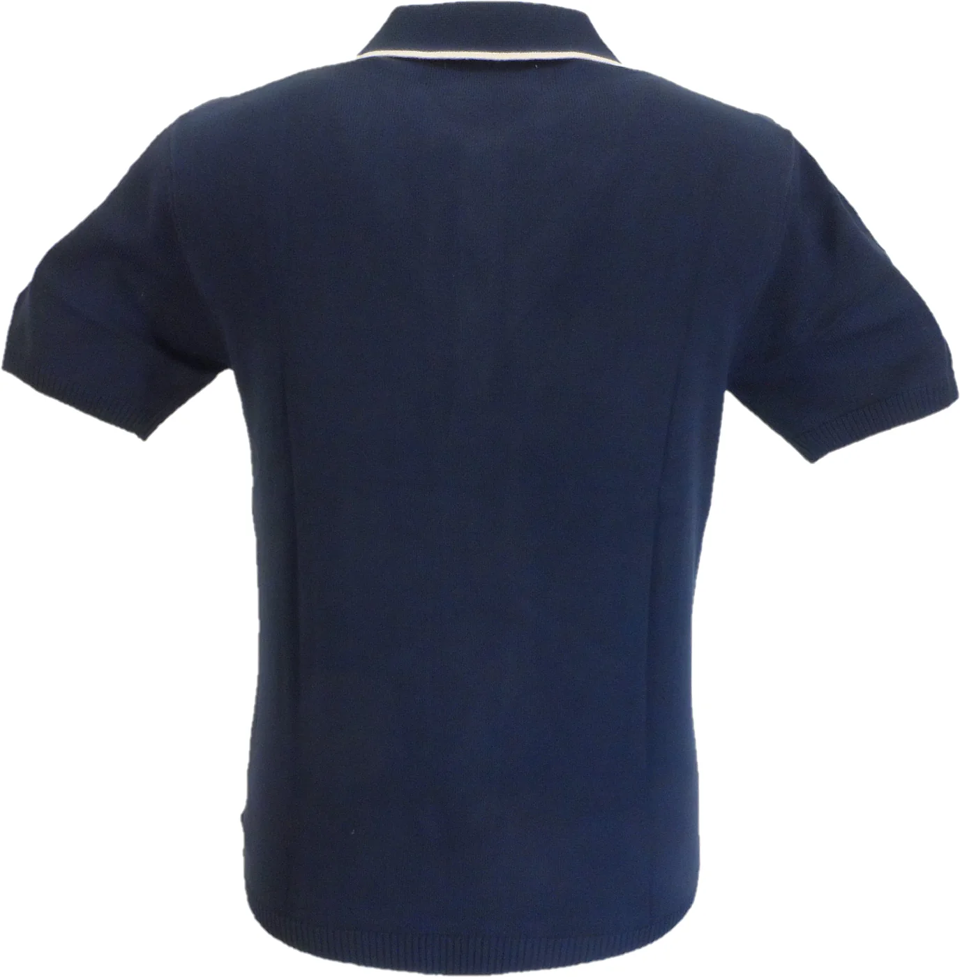 Madcap England Mens Navy Textured Knitted Polo Cardigan - immagine 3