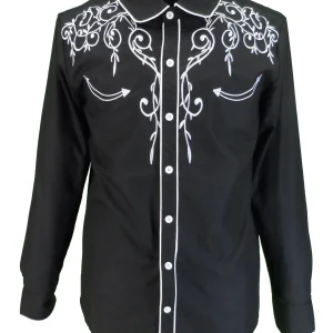 Mazeys Mens Black White Western Cowboy Vintage/Retro Shirts