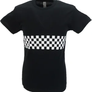 Mens Black Checkerboard Band 2 Tone T Shirt