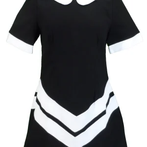 Ladies Retro Mod Vintage Black and White Chevron Dress