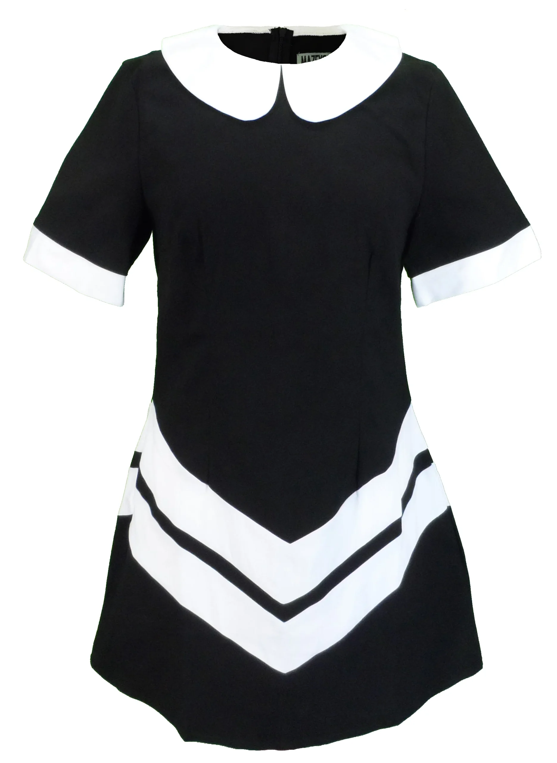 Ladies Retro Mod Vintage Black and White Chevron Dress - immagine 2