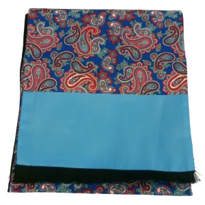 Mazeys Mens Classic Retro Mod Mod Tassled Scarf Navy Sky Paisley