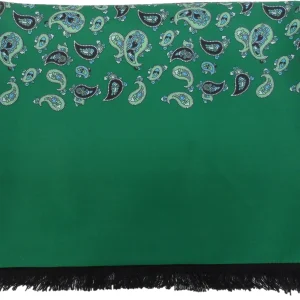 Mazeys Classic Retro Mod Mod Tassled Scarf Green Paisley
