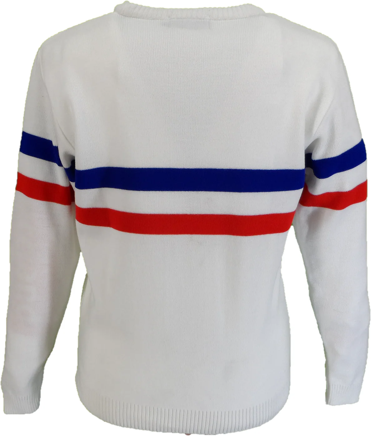 Mazeys Mens White Horizontal Stripe Crew Neck Jumper - immagine 4