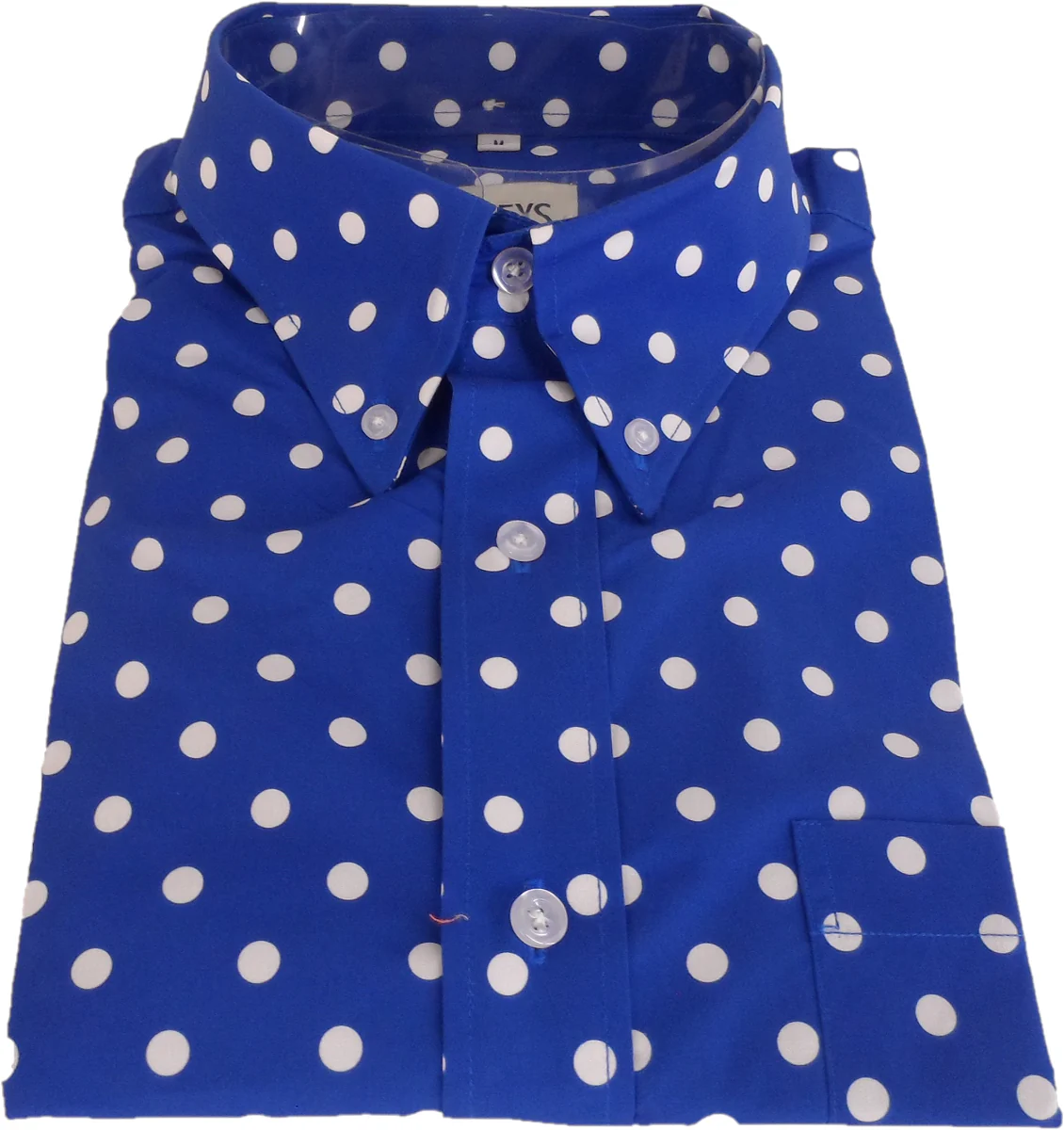 Mazeys Mens Mid Blue and White Polka Dot 100% Cotton Shirts… - immagine 4