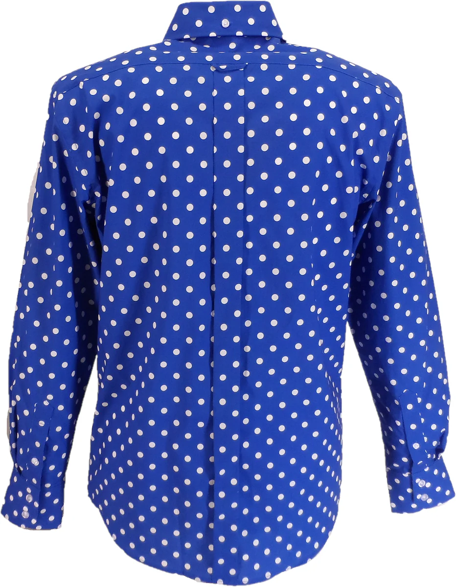 Mazeys Mens Mid Blue and White Polka Dot 100% Cotton Shirts… - immagine 3