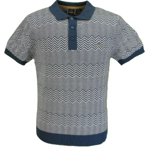 Merc Bennard Navy Blue Knitted Vintage Mod Polo Shirts