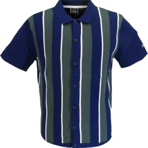 Merc London Ravendale Navy Collared Knit Polo Cardigan