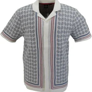 Merc Mens Vanilla Dennis Knitted Vintage Mod Polo Shirts