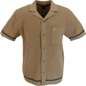 Merc Mens Coffee Todd Knitted Vintage Mod Polo Shirts