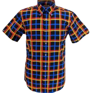 Mazeys Mens Black Multi Checked 100% Cotton Short Sleeved Shirts