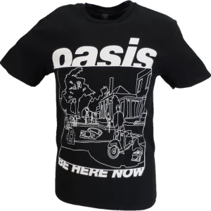 Mens Official Licensed Oasis Black Outline Be Here Now T Shirt