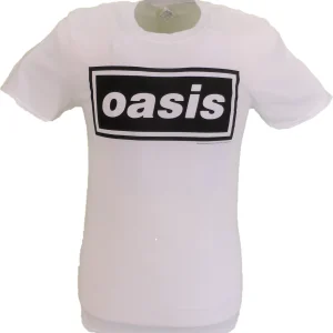 Mens Official Licensed Oasis White Decca Logo T Shirt