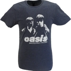 Mens Official Licensed Oasis Navy Definitely Maybe T Shirt