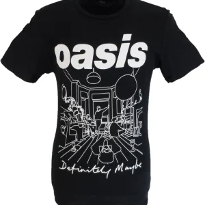 Mens Official Licensed Oasis Black Outline Definitely Maybe T Shirt