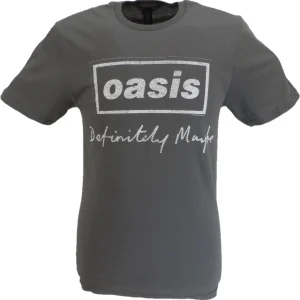 Mens Official Licensed Oasis Grey Definitely Maybe Logo T Shirt
