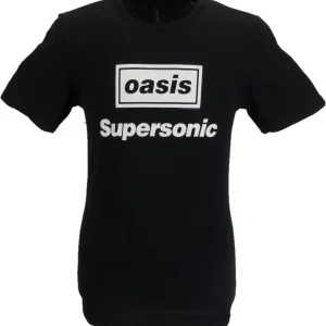 Mens Official Licensed Oasis Black Supersonic T Shirt