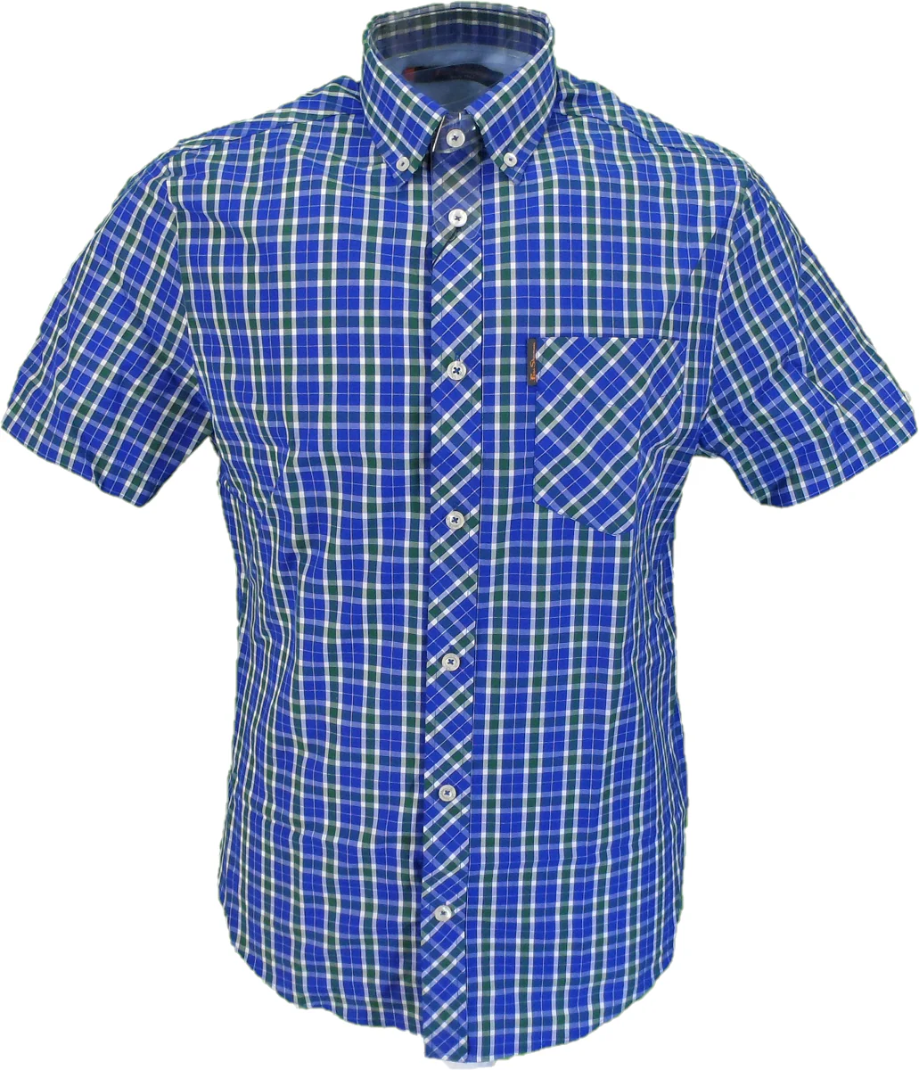 Ben Sherman Mens Blue Checked Short Sleeved Shirt - immagine 2