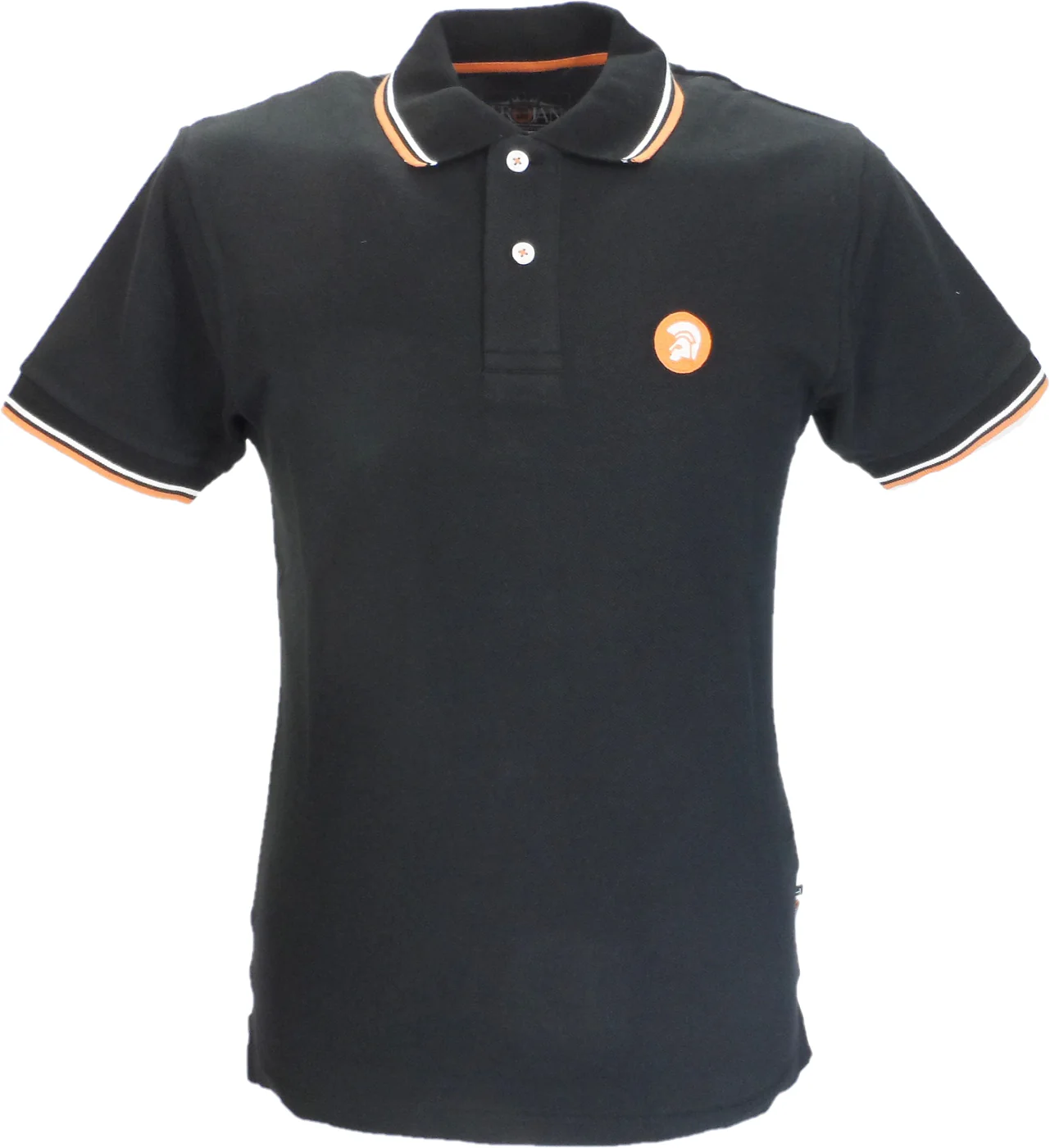 Trojan Records Mens Black Twin Tipped Polo Shirt - immagine 2