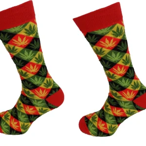 Mens 2 Pair Pack Rasta Leaf Socks
