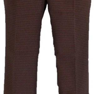 Relco Mens Brown Tartan Retro Sta Press Trousers