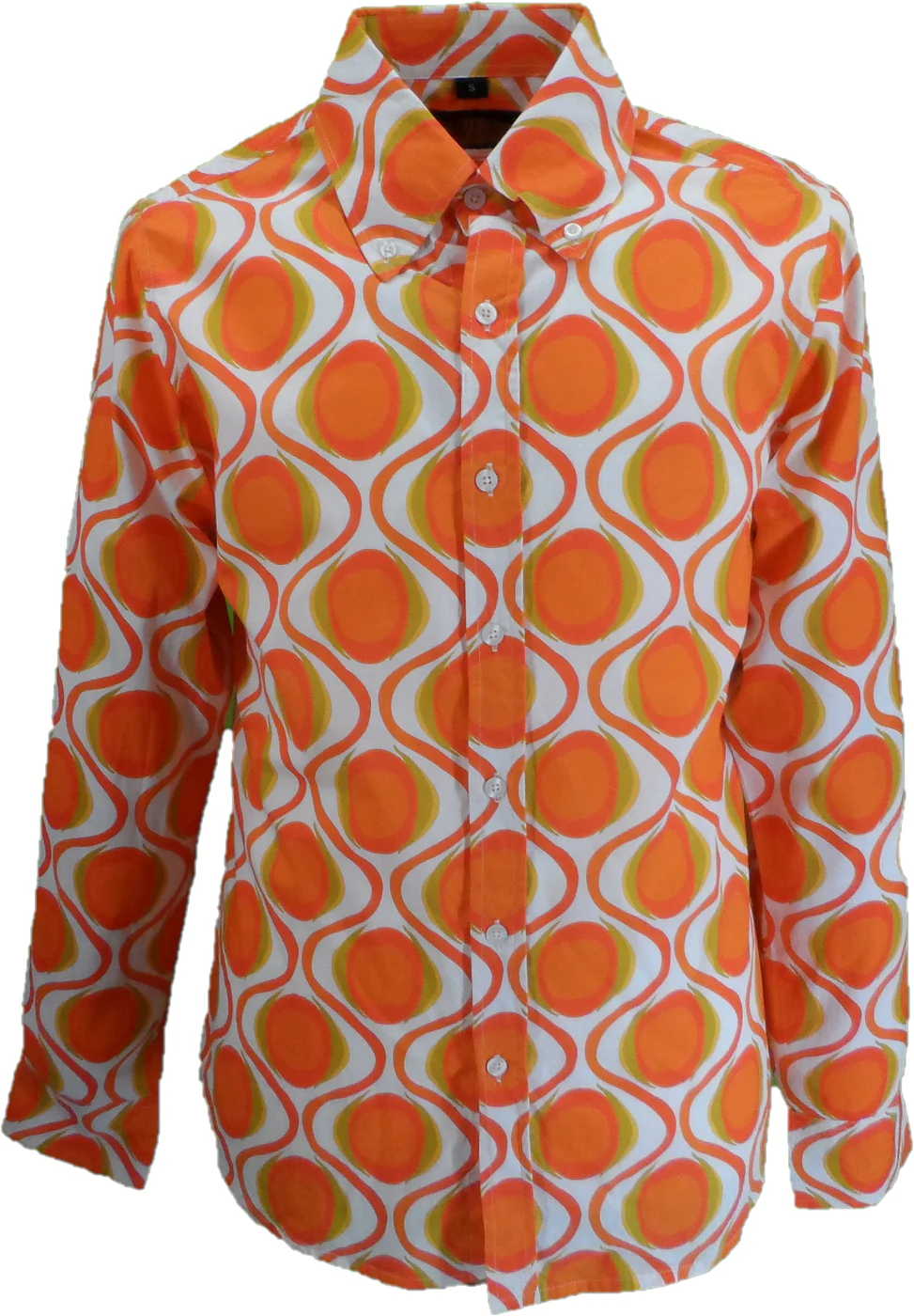 Mazeys Mens 70s Retro Mod Geometric Psychedelic Printed Cotton Shirt - immagine 2