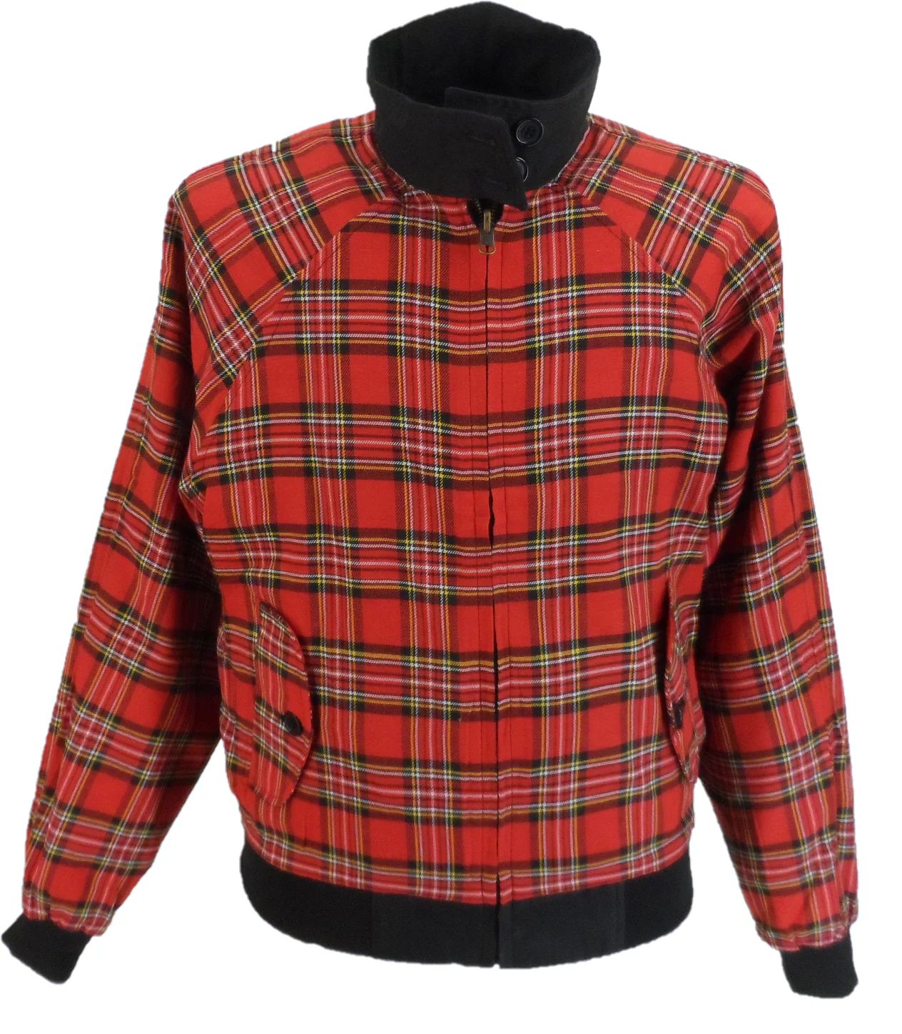 Mens Black/Tartan Reversible Vented Classic Harrington Jacket - immagine 4
