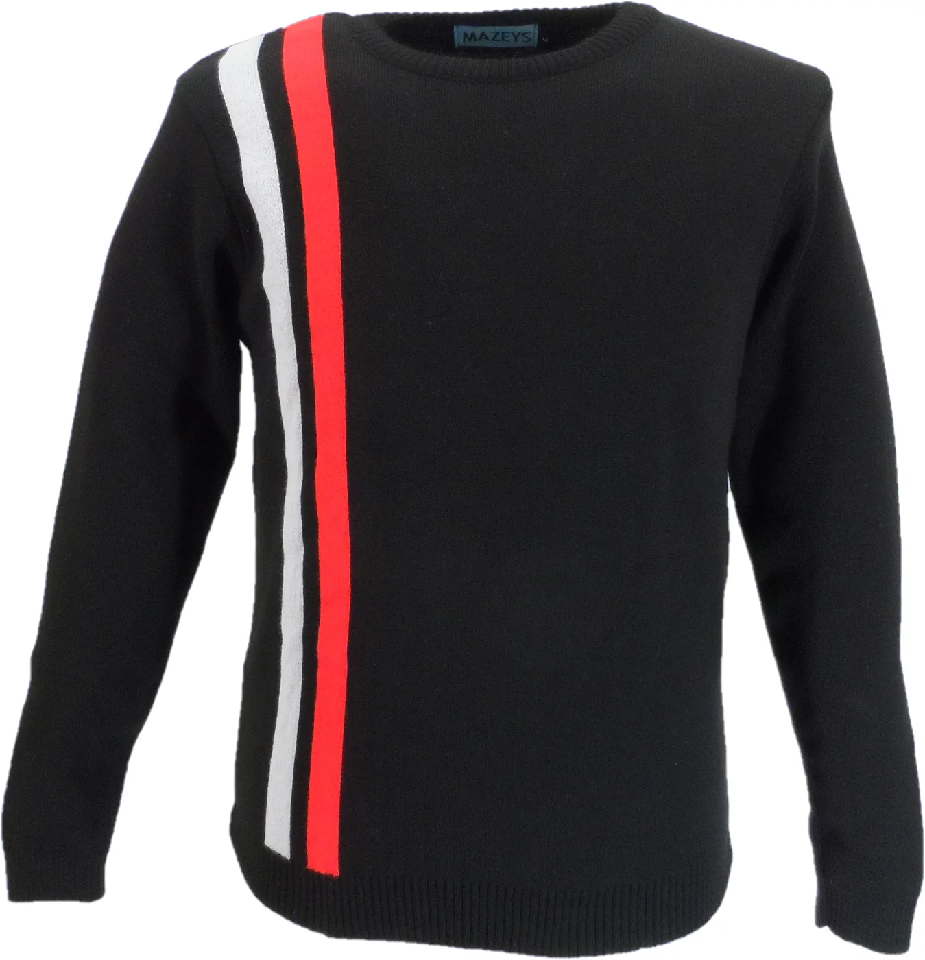 Mazeys Mens Black Racing Crew Neck Jumper - immagine 2