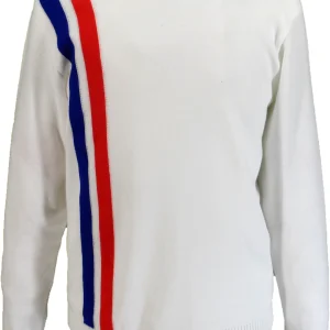 Mazeys Mens White Racing Crew Neck Jumper