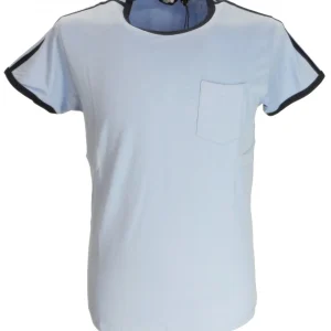 Relco Sky/Navy Retro Ringer 100% Cotton T-Shirts