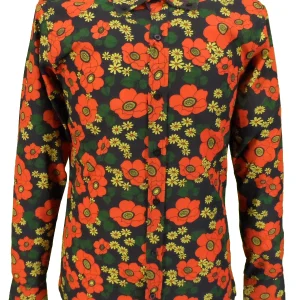 Mazeys Mens Retro Black Floral Poppy Shirt