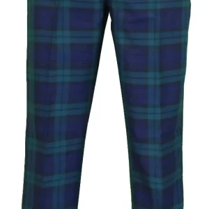 Run & Fly Mens 60s Vintage Retro Mod Checked Blackwatch Tartan Skinny Fit Trousers