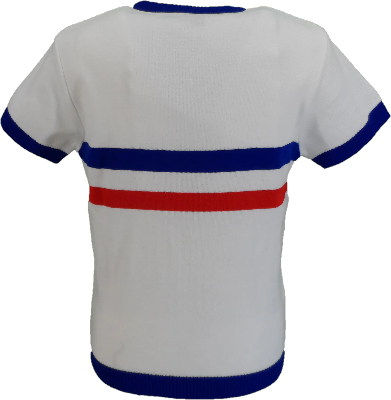 Mazeys Mens White Stripe Ringer Crew Neck T Shirt - immagine 3