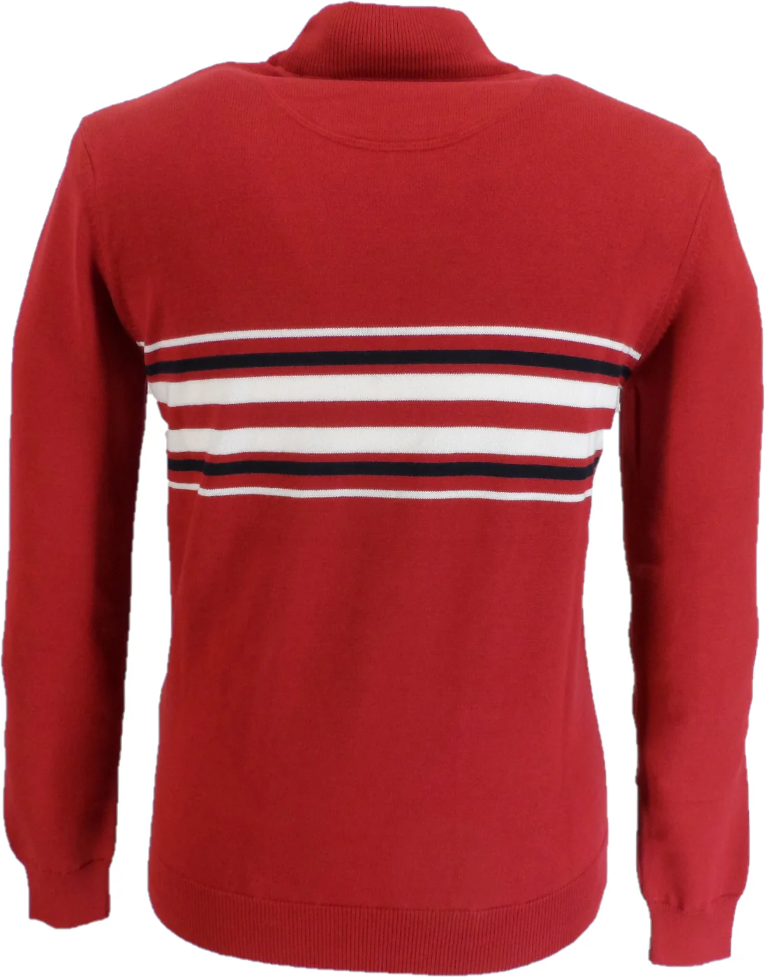 Ska & Soul Red 'Knebworth' Border stripe Turtle Neck Jumper - immagine 4