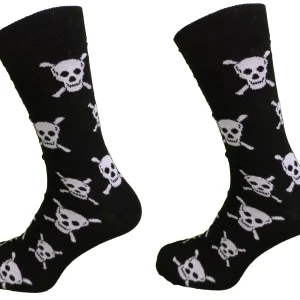 Ladies 2 Pair Pack of Skull and Crossbones Socks