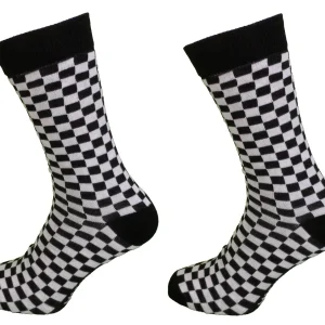 Mens 2 Pair Pack Ska 2 Tone Check Retro Socks