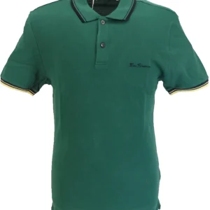 Ben Sherman Mens Signature Fraser Green 100% Cotton Polo Shirt …