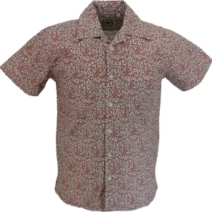 Relco Mens Burgundy Floral Retro Hawaiian Shirt